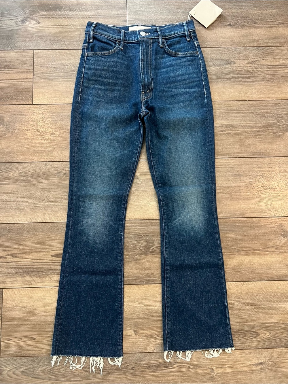 NWT MOTHER The Hustler Flood Fray High Rise Jeans in Kicks And Riffs Sz26